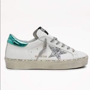 Golden Goose Hi Star Leather Upper Glitter Star Laminated Heel